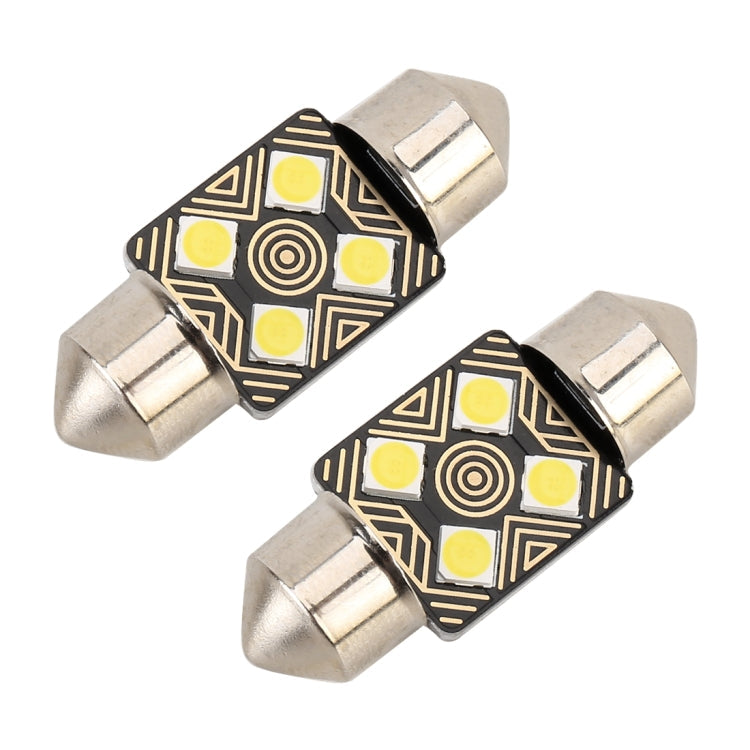 2 PCS 31mm DC12V / 1.5W / 6000K / 110LM 4LEDs SMD-3030 Car Reading Lamp Dome Light, with Decoder, 31mm