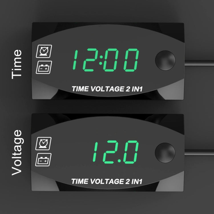 Motorcycle Multi-functional 2 in 1 Digital Display Voltmeter + Electronic Clock, 6-30V IP67