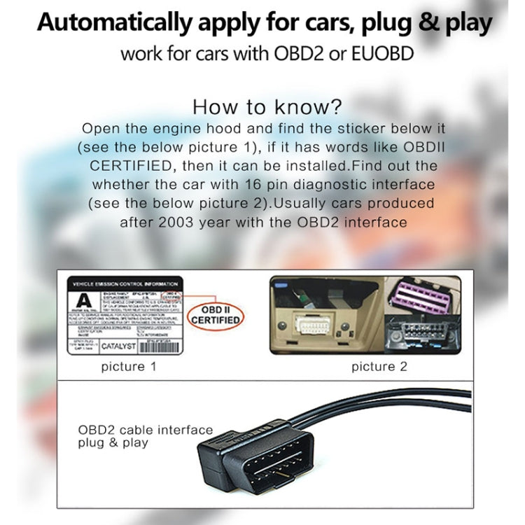 D5000 OBD2 5 inch Vehicle-mounted Head Up Display Security System, Support Car Speed / Engine Revolving Speed Display / Water Temperature / Battery Voltage / Detection and Elimination Fault Code, D5000