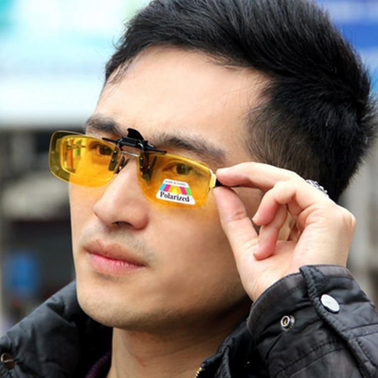 Polarized Clip-on Flip Up Plastic Clip Sunglasses Lenses Glasses Unbreakable Driving Fishing Outdoor Sport, Yellow, Brown, Dark Green