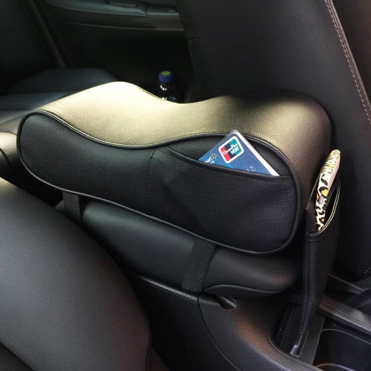 Universal Car PU Leather and Memory Foam Wrapped Armrest Box Car Armrest Box Mat with Phone Holder Storage Bag & Card Slot, with Card Slot (Black), with Card Slot (Beige), with Card Slot (Brown)