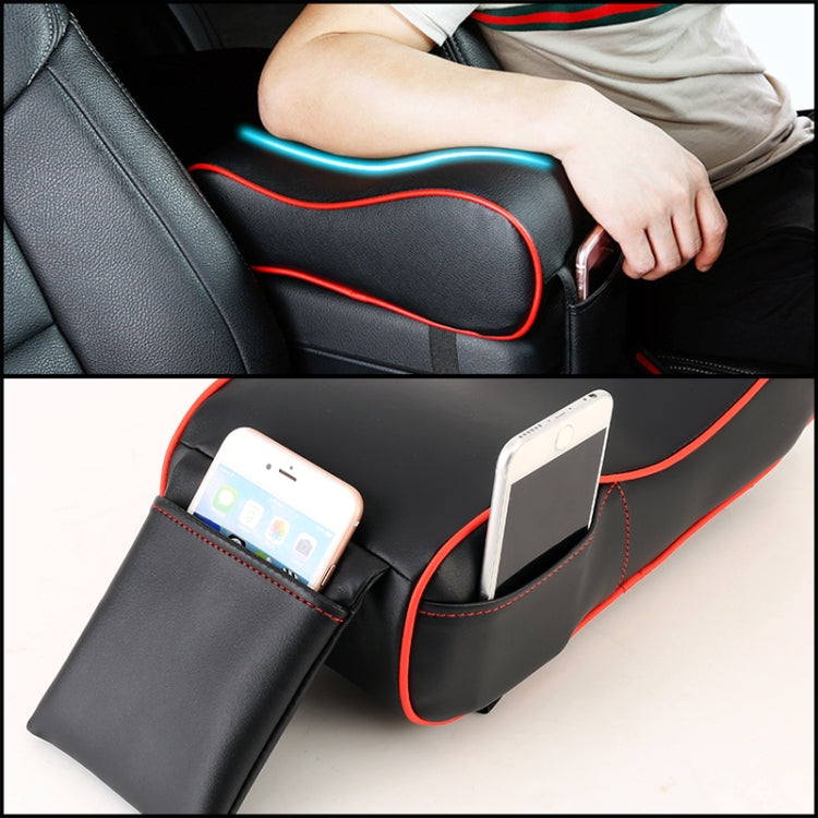 Universal Car PU Leather and Memory Foam Wrapped Armrest Box Car Armrest Box Mat with Phone Holder Storage Bag & Card Slot, with Card Slot (Black), with Card Slot (Beige), with Card Slot (Brown)