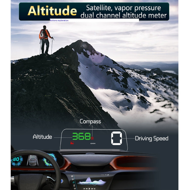 T900 Car GPS HUD Virtual HD Reflection Board Head-up Display, Speed & Driving Distance / Time Display, Over Speed & Voltage & Low Voltage Alarm, Fatigue Driving, T900  Green + White, T900 Blue + White, T900  White