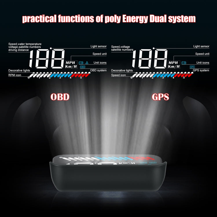 M7 3.5 inch Universal Car OBD2 + GPS HUD Vehicle-mounted Head Up Display Fuel Consumption, M7