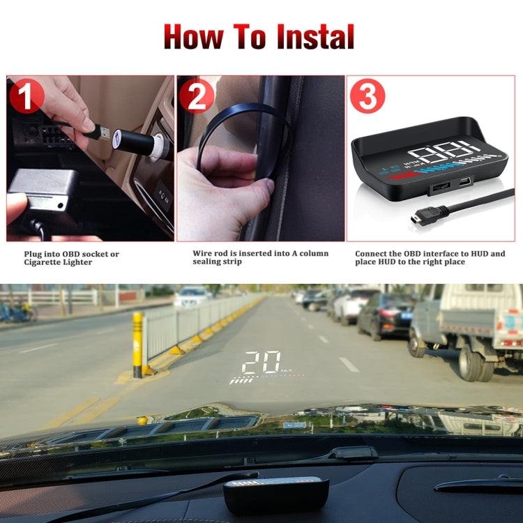 M7 3.5 inch Universal Car OBD2 + GPS HUD Vehicle-mounted Head Up Display Fuel Consumption, M7