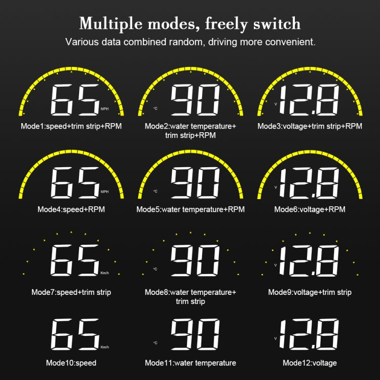 C700 2.6 inch Universal Car OBD2 HUD Vehicle-mounted Head Up Display, C700