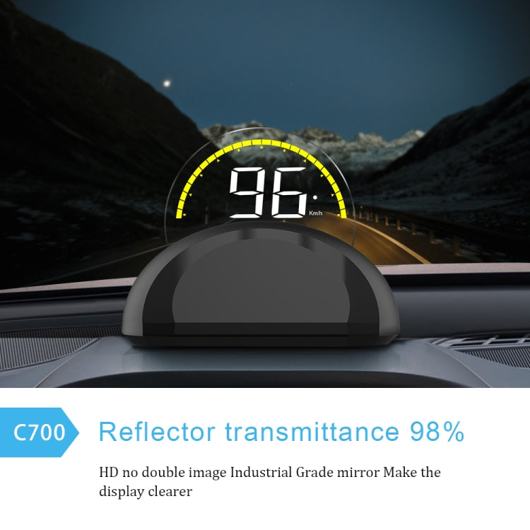 C700 2.6 inch Universal Car OBD2 HUD Vehicle-mounted Head Up Display, C700