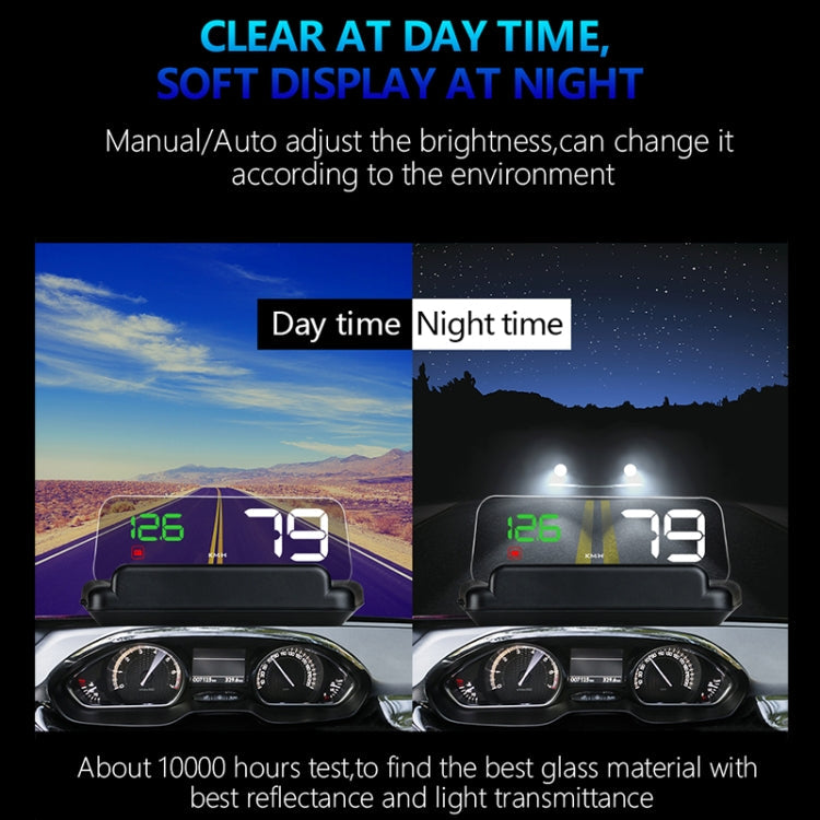 With Adjustable Reflection Board, Speed & RPM & Water Temperature & Oil Consumption & Driving Distance / Time & Voltage Display, Over Speed Alarm, Connect OBD2 Interface, C500(Green), C500(Blue), C500（White)