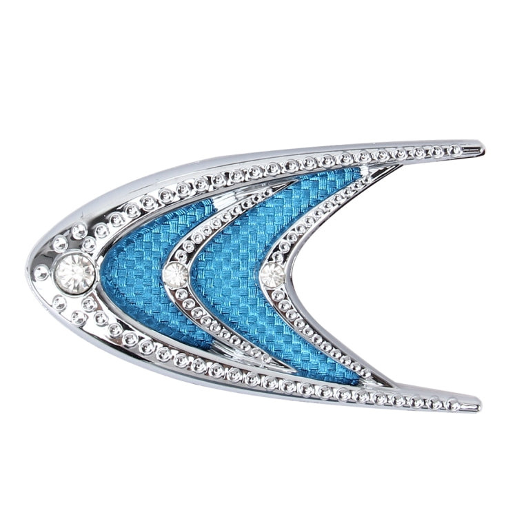 2 PCS Car Plastic Decorative Sticker, Size: 10.0 x 5.0cm(Silver + Blue), JM-625