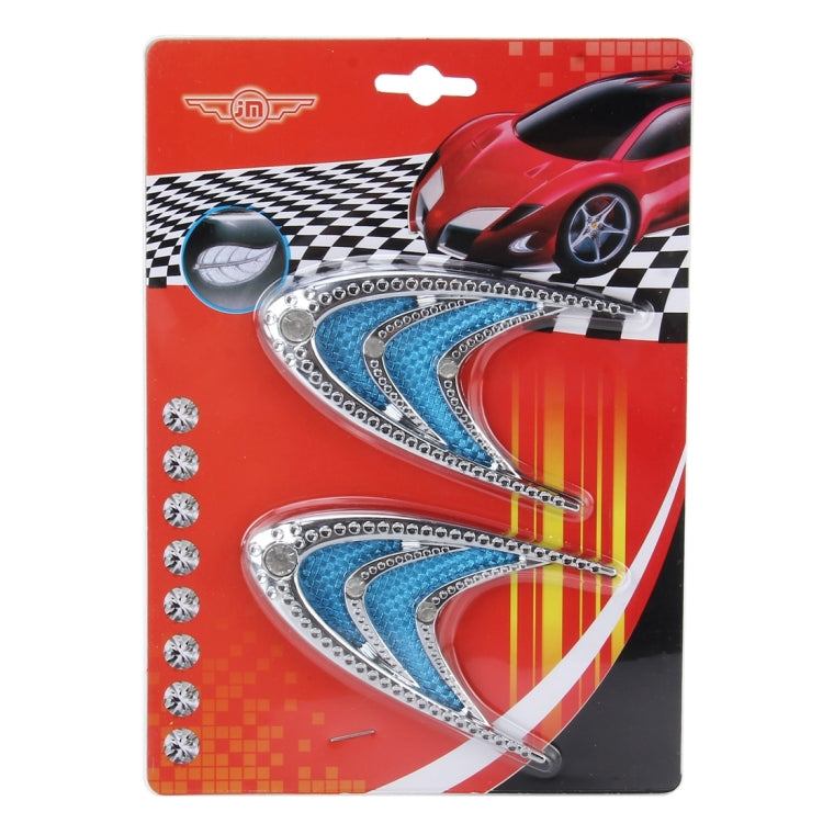 2 PCS Car Plastic Decorative Sticker, Size: 10.0 x 5.0cm(Silver + Blue), JM-625