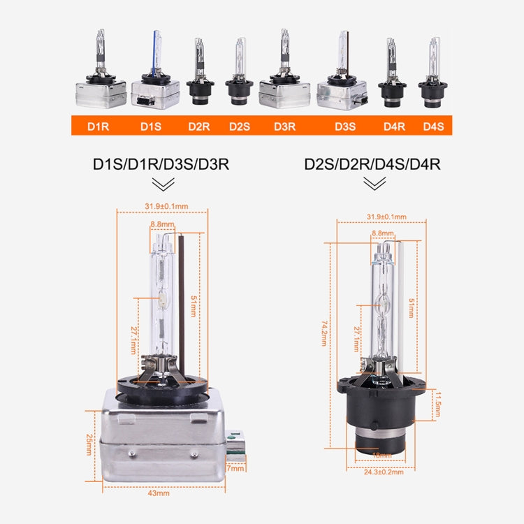2 PCS D2S 35W 3800 LM 8000K HID Bulbs Xenon Lights Lamps, DC 12V, D2S