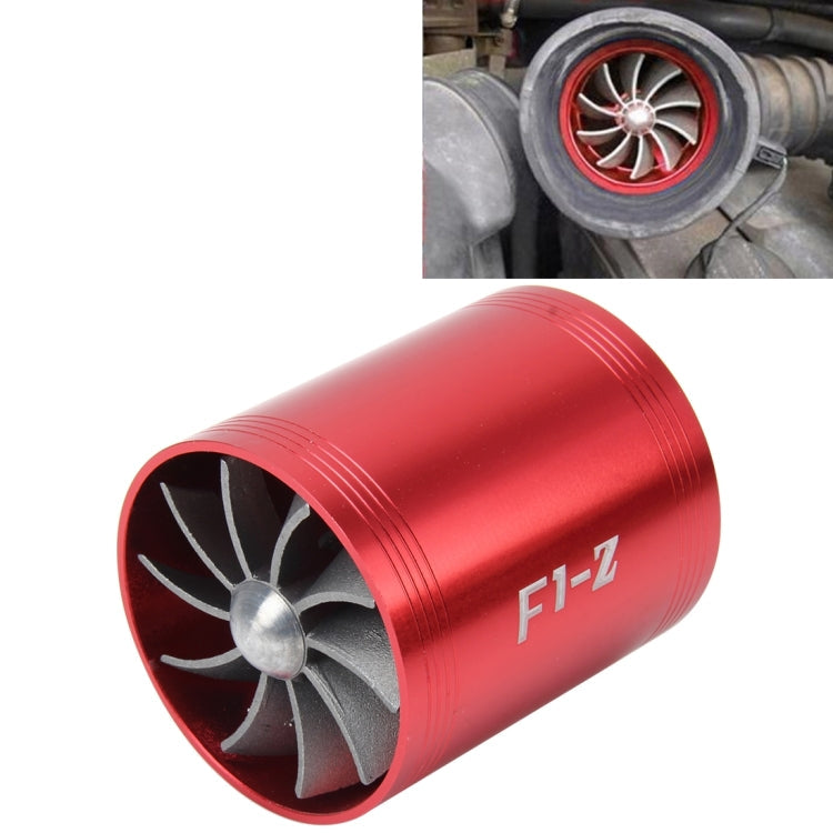 F1-Z Car Stainless Universal Supercharger Dual Double Turbine Air Intake Fuel Saver Turbo Turboing Charger Fan Set kit, Double Side(Red), Double Side(Silver), Double Side(Blue), Double Side(Black)