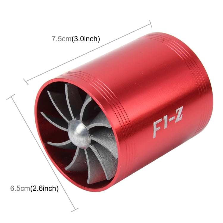F1-Z Car Stainless Universal Supercharger Dual Double Turbine Air Intake Fuel Saver Turbo Turboing Charger Fan Set kit, Double Side(Red), Double Side(Silver), Double Side(Blue), Double Side(Black)
