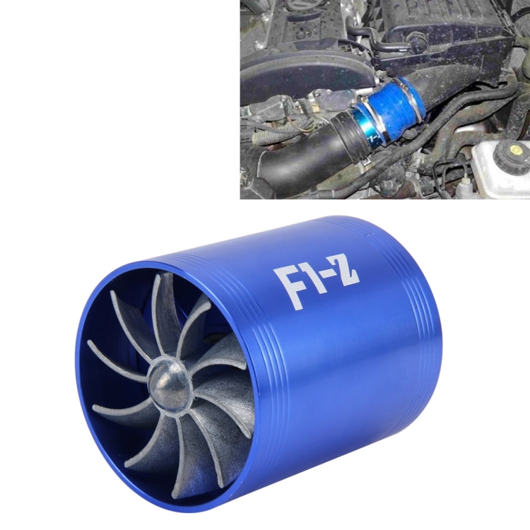 F1-Z Car Stainless Universal Supercharger Dual Double Turbine Air Intake Fuel Saver Turbo Turboing Charger Fan Set kit, Double Side(Red), Double Side(Silver), Double Side(Blue), Double Side(Black)