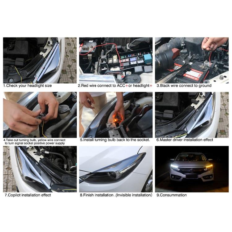 2 PCS 45cm DC12V 5W Ultra-thin Waterproof Car Auto Double Colors Turn Lights / Running Lights SMD-2835 LED Bulbs (Turn Lights: Yellow Light; Running Lights: Blue Light), 45cm Turn Lights: Yellow Light; Running Lights: White Light                       ...