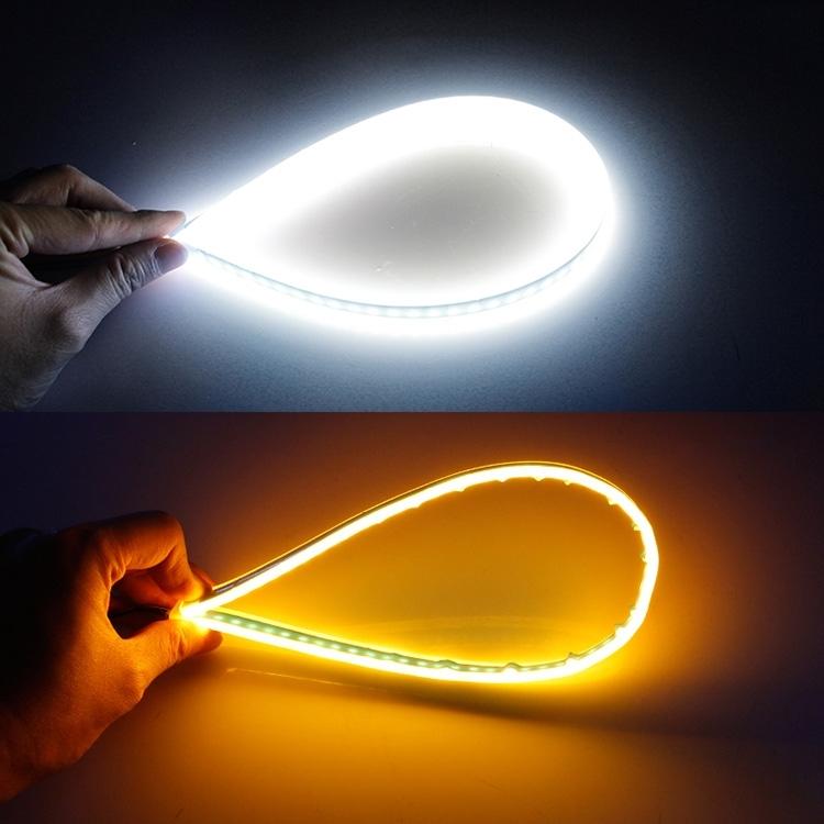 2 PCS 45cm DC12V 5W Ultra-thin Waterproof Car Auto Double Colors Turn Lights / Running Lights SMD-2835 LED Bulbs (Turn Lights: Yellow Light; Running Lights: Blue Light), 45cm Turn Lights: Yellow Light; Running Lights: White Light                       ...
