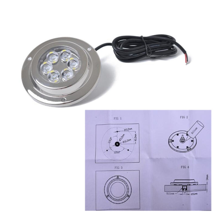 DC 10-30V 12W IP68 316 Stainless 6 LEDs Blue Light Underwater Light Boat High Power Bright for Marine / Yacht, 12W Blue Light