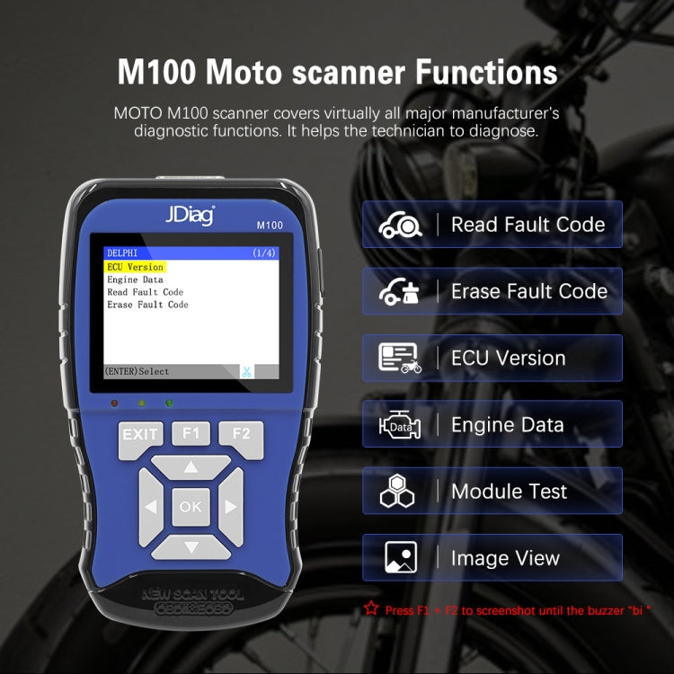 JDiag M100 Motorcycles 2 in1 OBD Scanner Battery Tester, Simplified Version, JDiag M100 Simplified Version