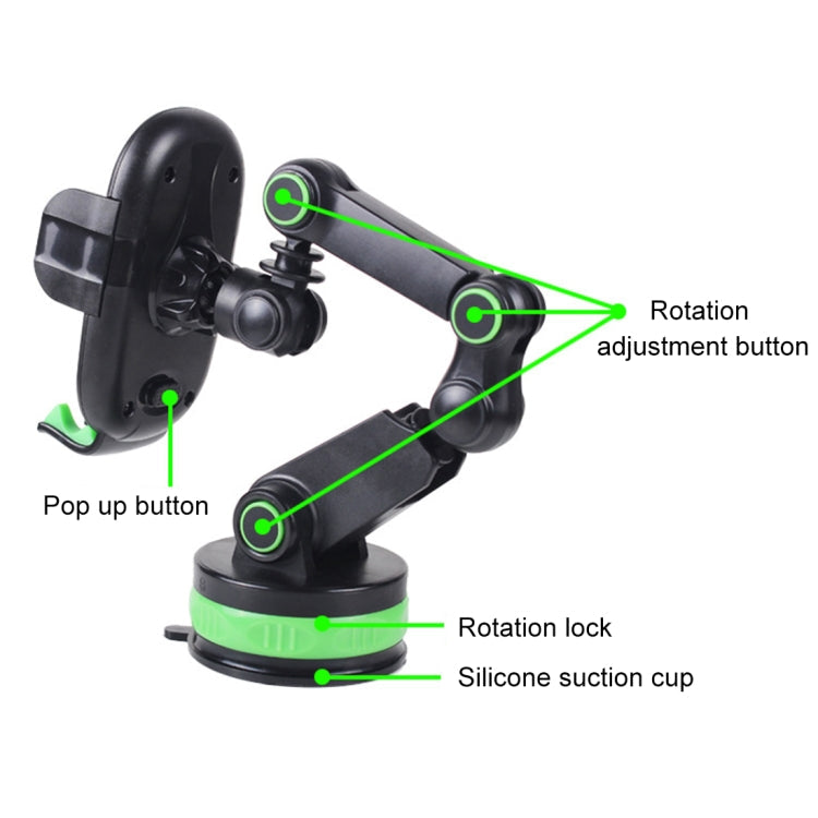 ZP-X0466 Car 360 Degree Rotating Telescopic Folding Round Suction Cup Mobile Phone Holder, ZP-X0466 (Green)