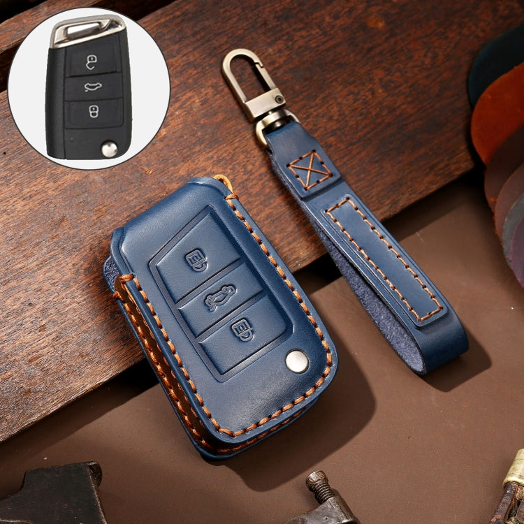 Hallmo Car Cowhide Leather Key Protective Cover Key Case for Volkswagen Lavida B Style, For Volkswagen Lavida BStyle, For Volkswagen Lavida B Style
