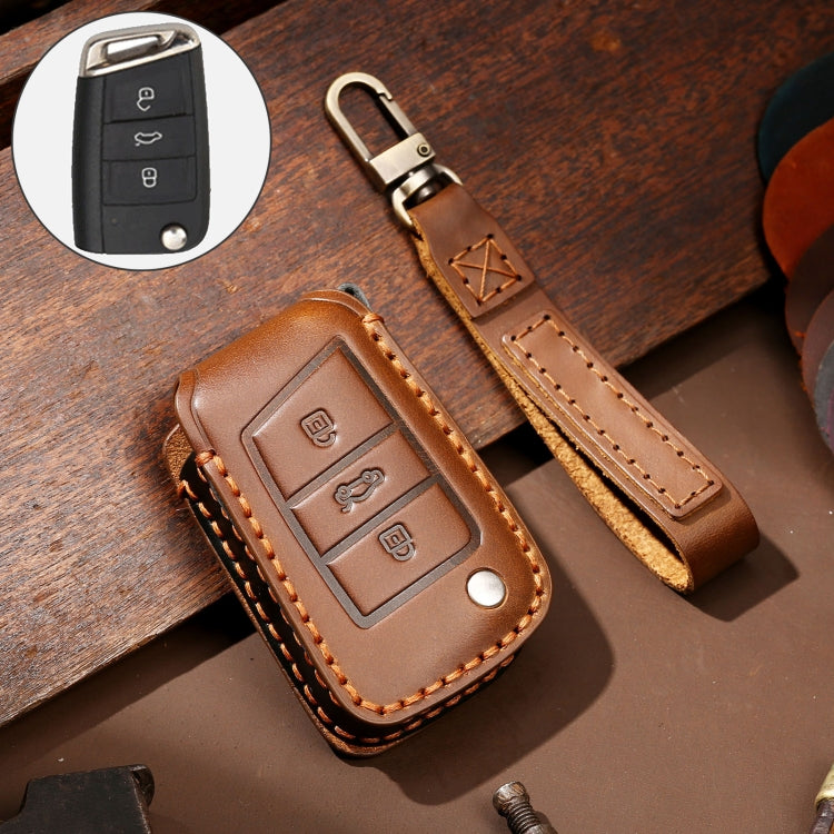 Hallmo Car Cowhide Leather Key Protective Cover Key Case for Volkswagen Lavida B Style, For Volkswagen Lavida BStyle, For Volkswagen Lavida B Style