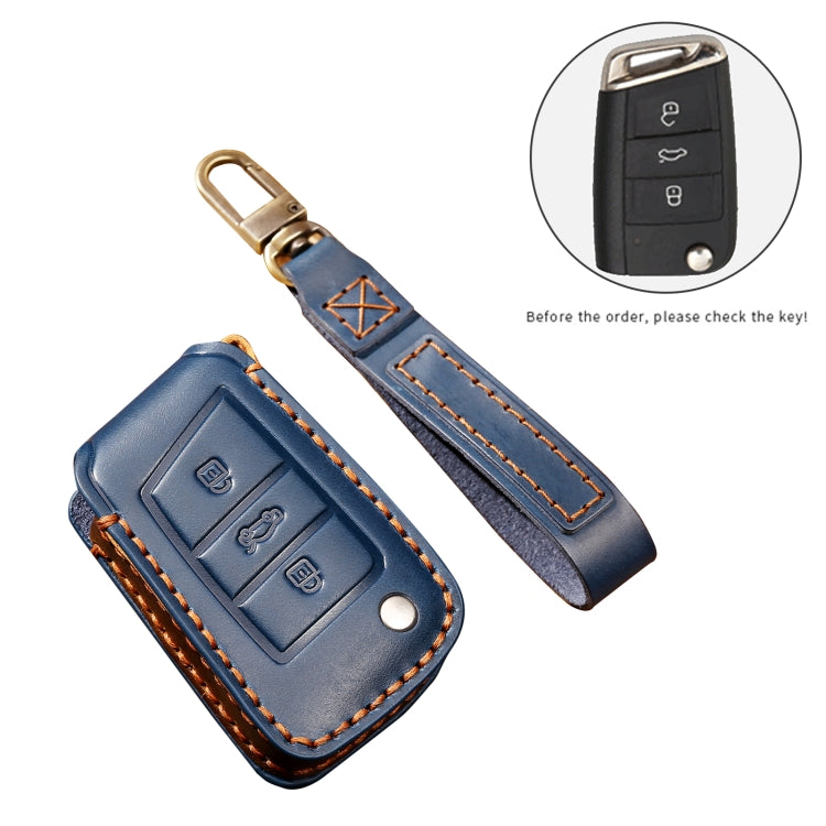 Hallmo Car Cowhide Leather Key Protective Cover Key Case for Volkswagen Lavida B Style, For Volkswagen Lavida BStyle, For Volkswagen Lavida B Style