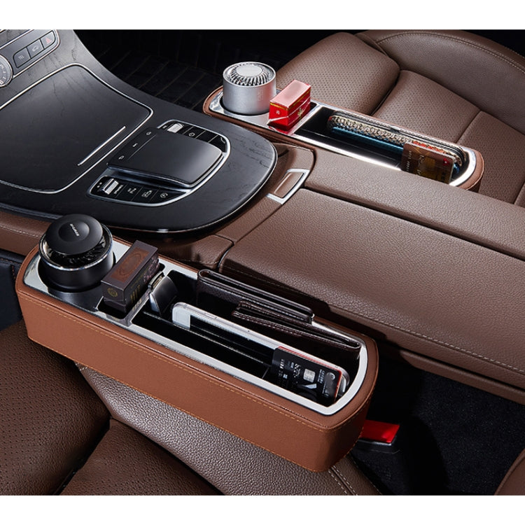 Car Multi-functional Wireless Fast Charge Console PU Leather Box Cup Holder Seat Gap Side Storage Box, Wireless Fast Charge (Brown), Wireless Fast Charge (Black), Wireless Fast Charge (Beige)