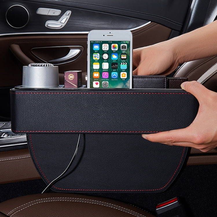 Car Multi-functional Wireless Fast Charge Console PU Leather Box Cup Holder Seat Gap Side Storage Box, Wireless Fast Charge (Brown), Wireless Fast Charge (Black), Wireless Fast Charge (Beige)