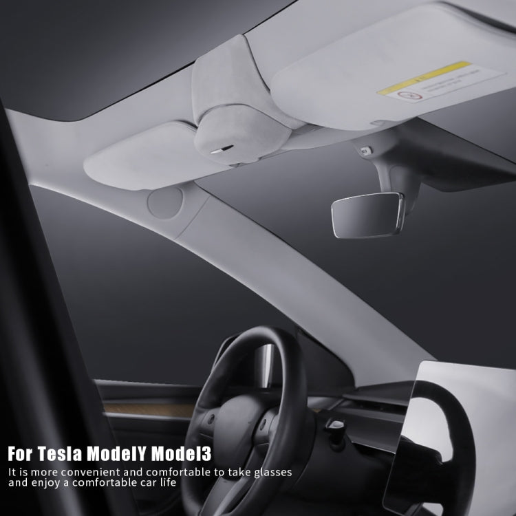 Car Suede Wrap Version Sunglasses Storage Box for Tesla Model 3 2019-2023, Suede Wrap Version for Tesla Model 3