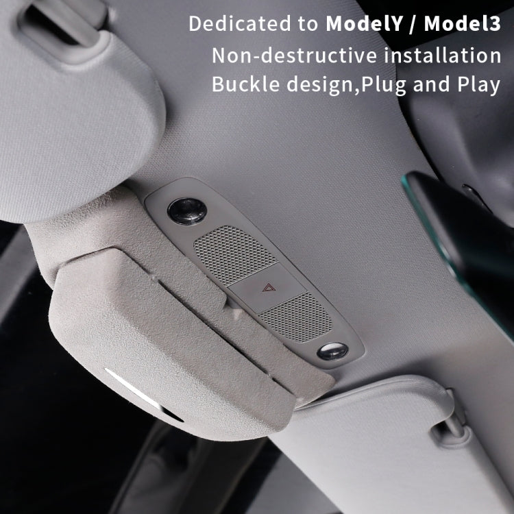 Car Suede Wrap Version Sunglasses Storage Box for Tesla Model 3 2019-2023, Suede Wrap Version for Tesla Model 3