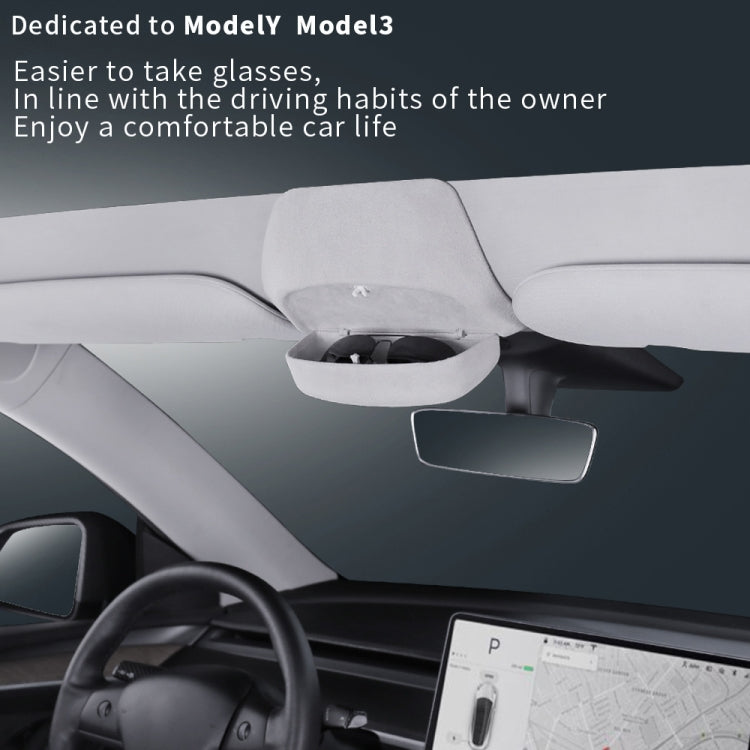 Car Suede Wrap Version Sunglasses Storage Box for Tesla Model 3 2019-2023, Suede Wrap Version for Tesla Model 3