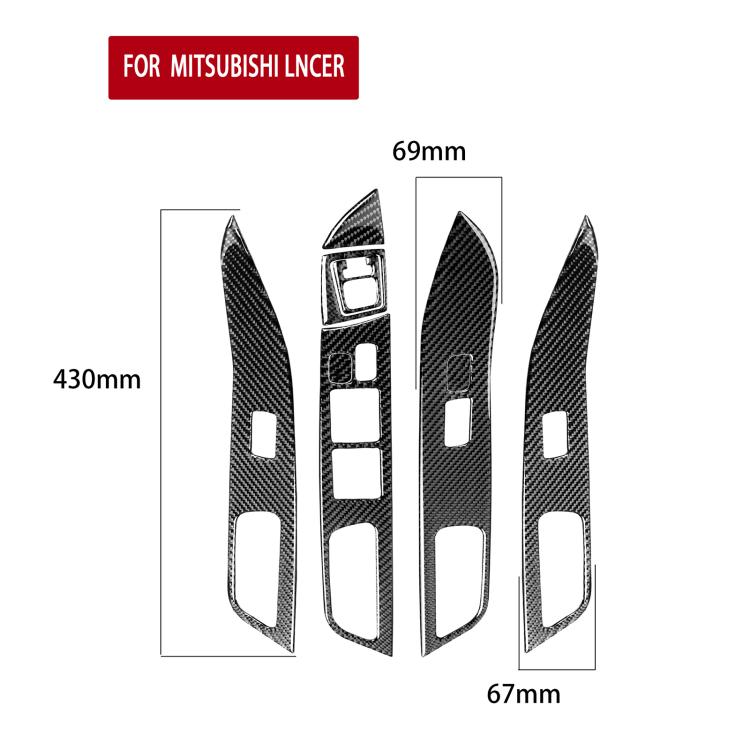 6 PCS Car Carbon Fiber Glass Lift Panel Decorative Sticker for Mitsubishi Lancer EVO 2008-2015, Left Drive, Glass Lift Panel, Left Drive