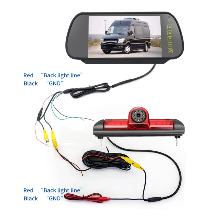 PZ460 Car Waterproof HD High Position Brake Light View Camera + 7 inch Rearview Monitor for Fiat / Citroen / Peugeot, PZ460  + 7 inch Rearview Monitor