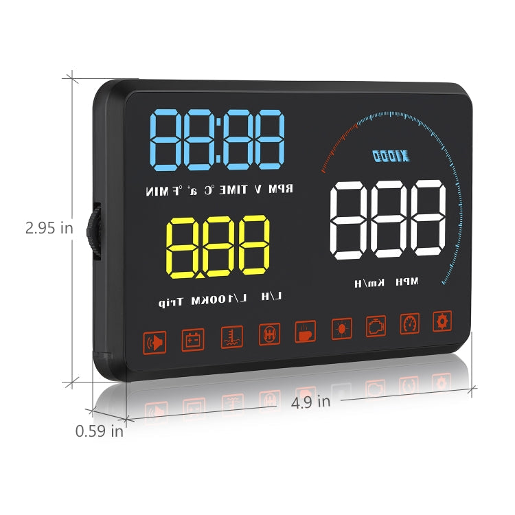 A9 5.5 inch Universal Car OBD2 HUD Vehicle-mounted Head Up Display, A9(Blue)