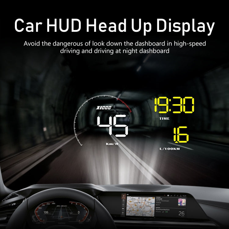 A9 5.5 inch Universal Car OBD2 HUD Vehicle-mounted Head Up Display, A9(Blue)