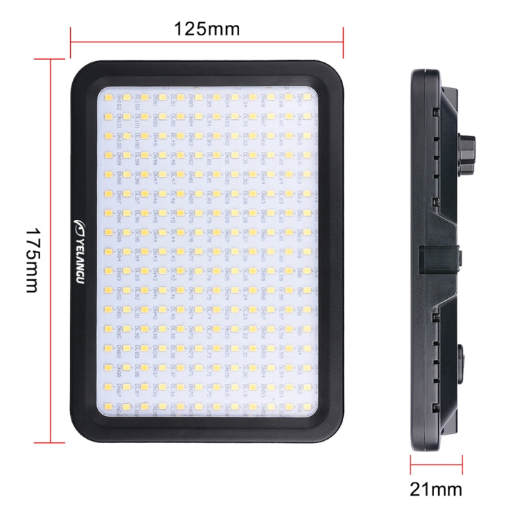 YELANGU YLG0504B 204 LEDs 1000LM 3300-5600K No Polar Dimmable Studio Light Video & Photo Light for Canon, Nikon, DSLR Cameras, 204 LEDs