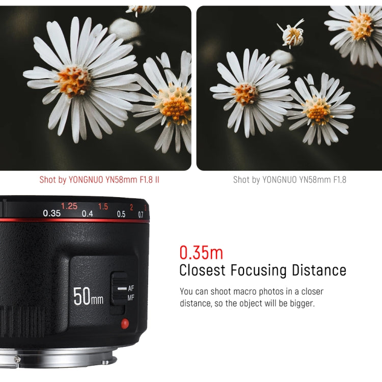 YONGNUO YN50MM F1.8C II F1.8 Auto Focus Lens for Canon EF Mount New Lens, YN50mm F1.8C II