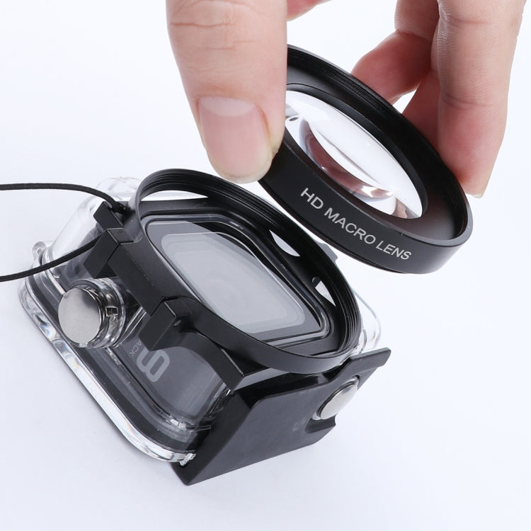 RUIGPRO for GoPro HERO8 Professional 58mm 16X Macro Lens Dive Housing Filter + Dive Housing Waterproof Case with Filter Adapter Ring & Lens Cap