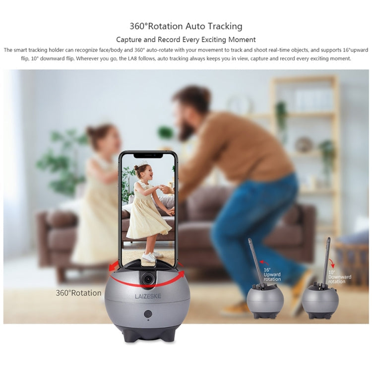 LAIZESKE LA8 Smart Robot Cameraman 360 Degree Auto Tracking Phone Holder, LA8