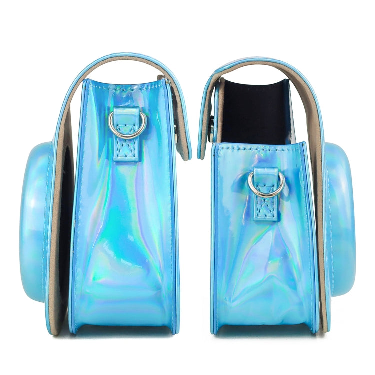 Aurora Color Leather Case Full Body Camera Bag with Shoulder Strap for FUJIFILM Instax mini 11, Blue