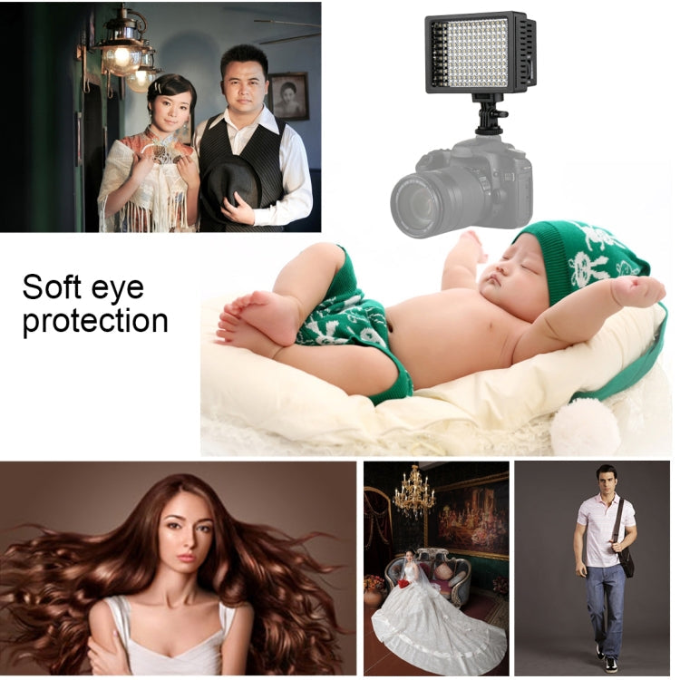 HD-160 White Light LED Video Light on-Camera Photography Lighting Fill Light for Canon, Nikon, DSLR Camera with 3 Filter Plates, HD-160