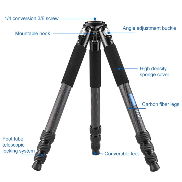 BEXIN RC294 Portable Collapsible Carbon Fiber Camera Tripod with K44 Panoramic BallHead, RC294+K44