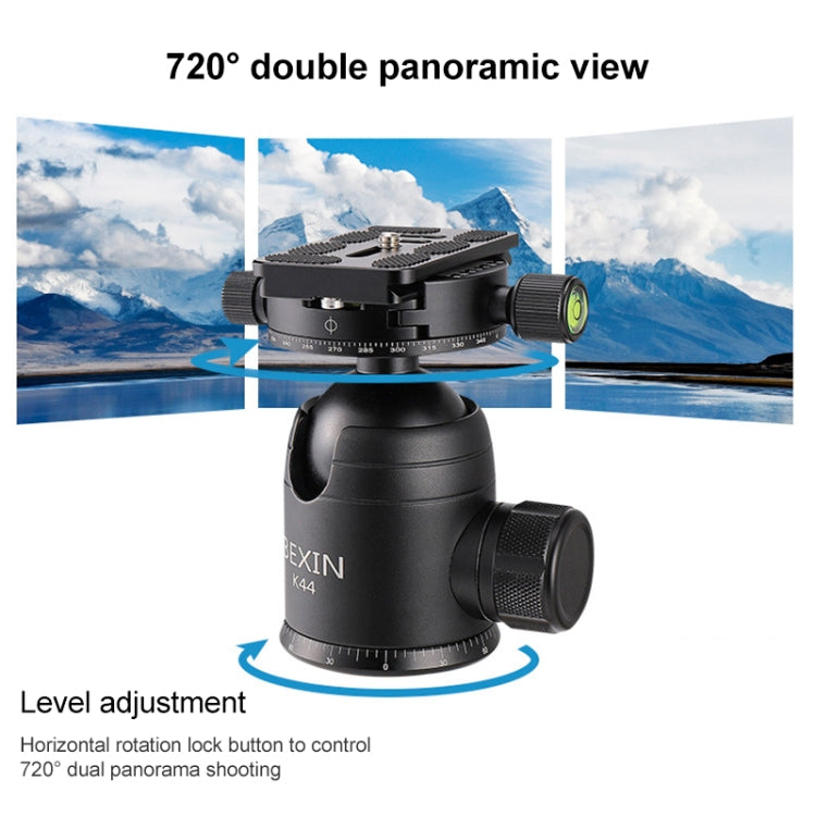 BEXIN RC294 Portable Collapsible Carbon Fiber Camera Tripod with K44 Panoramic BallHead, RC294+K44