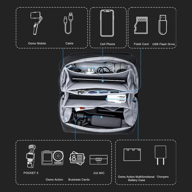 Black STARTRC multifunctional digital storage bag with shoulder strap and multiple pockets for camera accessories