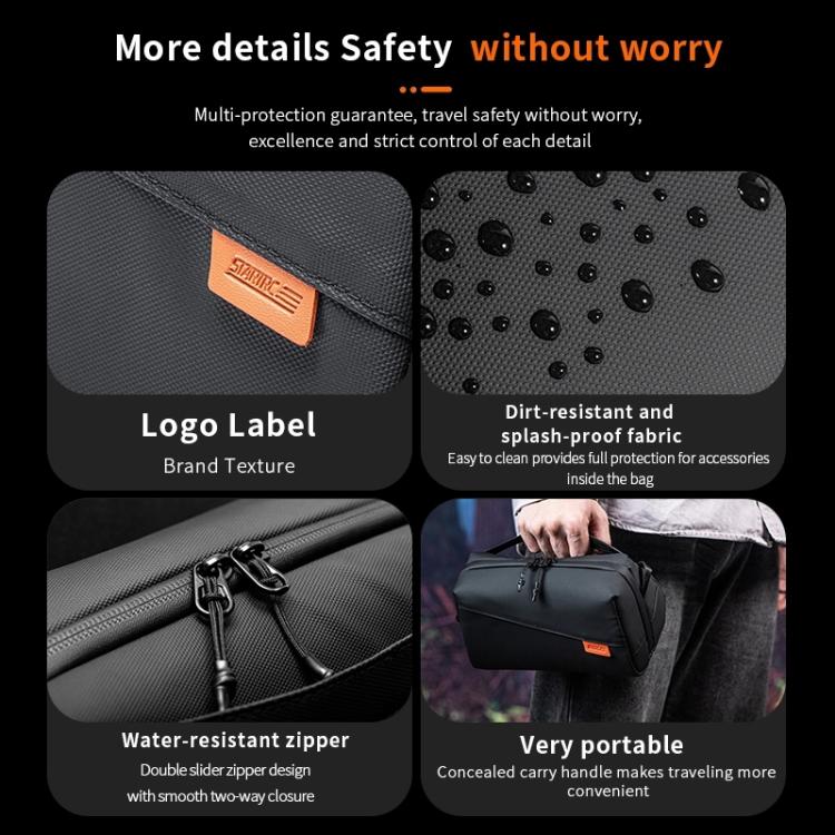 Black STARTRC multifunctional digital storage bag with shoulder strap and multi-pocket design for camera accessories