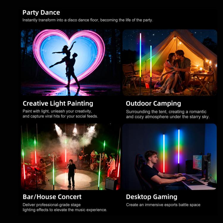 LUXCeO Mood1 Pro 90cm RGB Colorful Atmosphere Rhythm LED Stick Handheld Video Photo Fill Light, No Tripod, 90cm