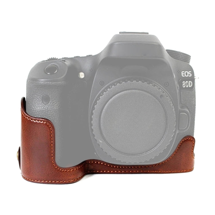 1/4 inch Thread PU Leather Camera Half Case Base for Canon EOS 80D / 70D, For Canon EOS 80D