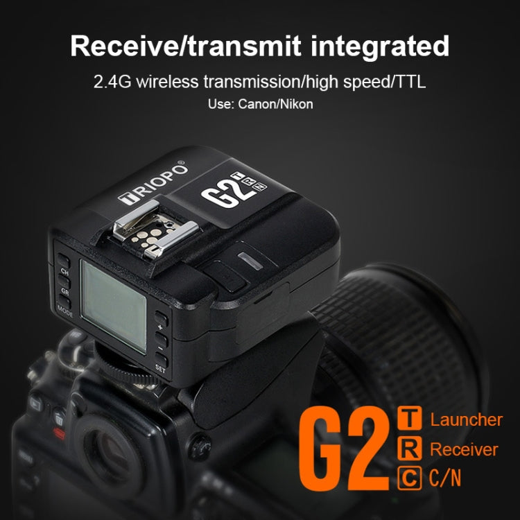 TRIOPO G2 Wireless Flash Trigger 2.4G Receiving / Transmitting Dual Purpose TTL High-speed Trigger for Canon Camera, G2 For Canon Camera