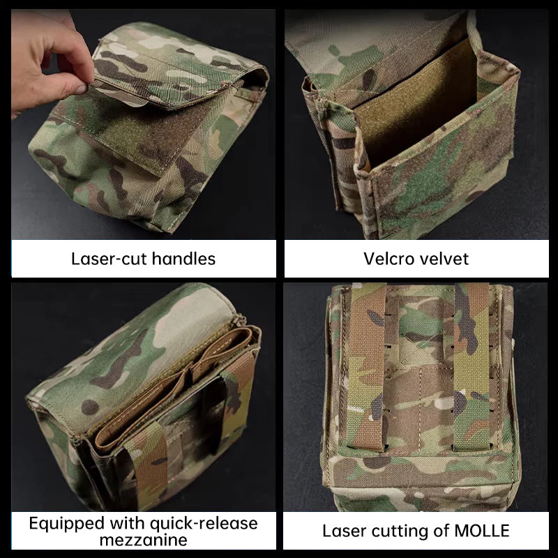 Tactical Laser Cut MOLLE Admin Pouch, Multi-Use Utility Bag for 5.56 & 9mm Mag Storage, First Aid & EDC Organizer