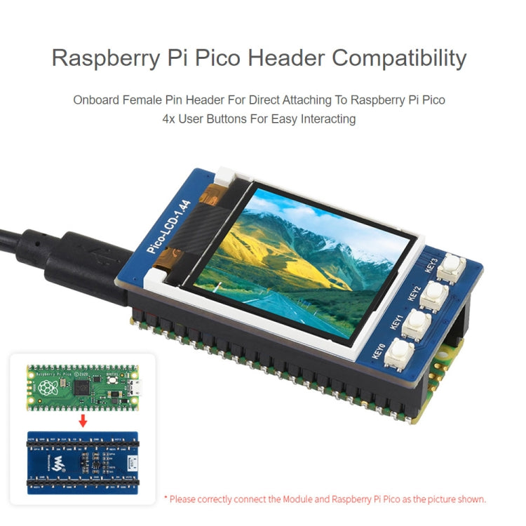 WAVESHARE 1.44 inch LCD 65K Colors 128 x 128 Display Module for Raspberry Pi Pico,  SPI Interface, 1.44 inch